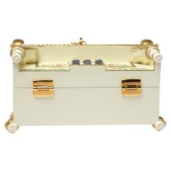 Pre Owned حقيبة يد دولتشى أند غابانا يد علوية بيانو بوكس جلد وإكريللك طباعة متعددة الألوان