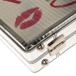 مملوكة مسبقًا حقيبة بوكس كلتش دولتشي أند غابانا أي لوف يو جلد فضي ميتاليك  لامع