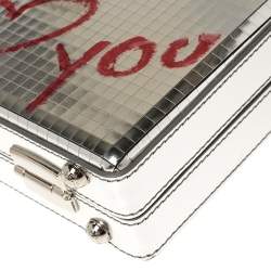 مملوكة مسبقًا حقيبة بوكس كلتش دولتشي أند غابانا أي لوف يو جلد فضي ميتاليك  لامع