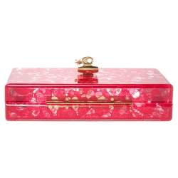 Pre Owned Dolce & Gabbana Red Acrylic Lace Dolce Box Bag