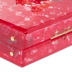 Pre Owned Dolce & Gabbana Red Acrylic Lace Dolce Box Bag
