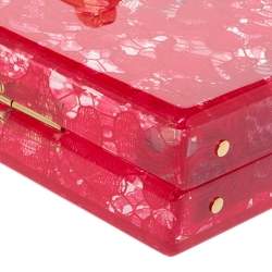 Pre Owned Dolce & Gabbana Red Acrylic Lace Dolce Box Bag