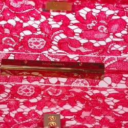 Pre Owned Dolce & Gabbana Red Acrylic Lace Dolce Box Bag