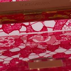 Pre Owned Dolce & Gabbana Red Acrylic Lace Dolce Box Bag
