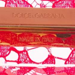 Pre Owned Dolce & Gabbana Red Acrylic Lace Dolce Box Bag