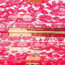 Pre Owned Dolce & Gabbana Red Acrylic Lace Dolce Box Bag
