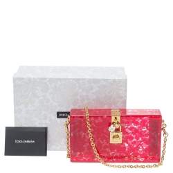Pre Owned Dolce & Gabbana Red Acrylic Lace Dolce Box Bag