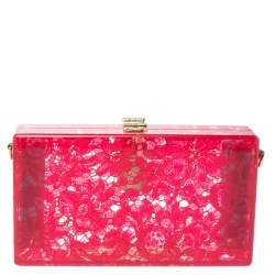 Pre Owned Dolce & Gabbana Red Acrylic Lace Dolce Box Bag