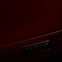 Pre Owned Dolce & Gabbana Burgundy Calfskin Leather DG Amore Small Bag