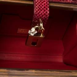 Pre Owned Dolce & Gabbana Beige/Maroon Wood and Python Postage Box Dolce Box Bag