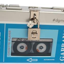 Pre Owned Dolce & Gabbana Blue/Silver Wood Walkman Box Clutch Bag