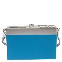 Pre Owned Dolce & Gabbana Blue/Silver Wood Walkman Box Clutch Bag