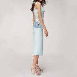 Pre Owned حقيبة كلتش دولتشي أند غابانا "دولتشي بوكس" أحجار الراين مطبقة بالحرارة أزرق سماوي