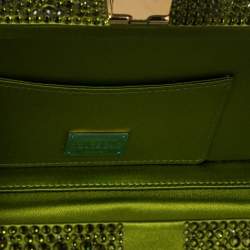 Pre Owned Dolce & Gabbana Green Heat-Applied Rhinestones Dolce Box Chain Clutch