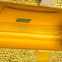 مملوكة مسبقًا Dolce & Gabbana Yellow Heat-Applied Rhinestones Dolce Box Chain Clutch