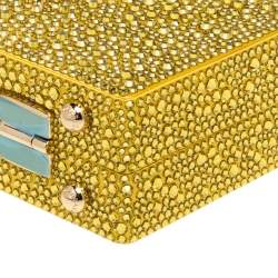 مملوكة مسبقًا Dolce & Gabbana Yellow Heat-Applied Rhinestones Dolce Box Chain Clutch