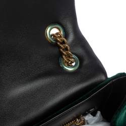 Pre Owned Dolce & Gabbana Green Quilted Velvet Large Devotion Shoulder Bag