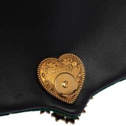 Pre Owned Dolce & Gabbana Green Quilted Velvet Large Devotion Shoulder Bag