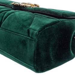 Pre Owned Dolce & Gabbana Green Quilted Velvet Large Devotion Shoulder Bag