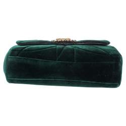 Pre Owned Dolce & Gabbana Green Quilted Velvet Large Devotion Shoulder Bag