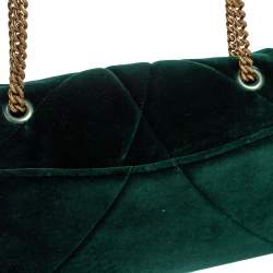 Pre Owned Dolce & Gabbana Green Quilted Velvet Large Devotion Shoulder Bag