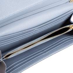 مملوكة مسبقًا Dolce & Gabbana Blue Lizard Embossed Leather Lucia Wallet On Chain
