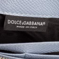 مملوكة مسبقًا Dolce & Gabbana Blue Lizard Embossed Leather Lucia Wallet On Chain