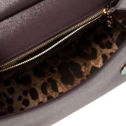 Pre Owned Dolce & Gabbana Burgundy Leather Medium Miss Sicily Top Handle Bag