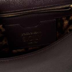 Pre Owned Dolce & Gabbana Burgundy Leather Medium Miss Sicily Top Handle Bag