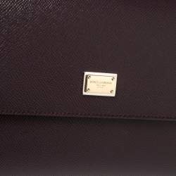 Pre Owned Dolce & Gabbana Burgundy Leather Medium Miss Sicily Top Handle Bag