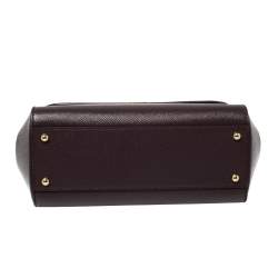 Pre Owned Dolce & Gabbana Burgundy Leather Medium Miss Sicily Top Handle Bag