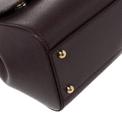 Pre Owned Dolce & Gabbana Burgundy Leather Medium Miss Sicily Top Handle Bag