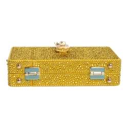 مملوكة مسبقًا Dolce & Gabbana Yellow Crystal Embellished Satin Dolce Box Bag