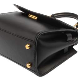 Pre Owned Dolce & Gabbana Black Leather Mini Sicily 58 Top Handle Bag