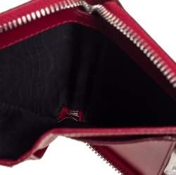 Pre Owned Dolce & Gabbana Red Lizard Embossed Leather Crystal-Embellished Wallet