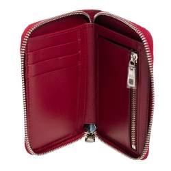 Pre Owned Dolce & Gabbana Red Lizard Embossed Leather Crystal-Embellished Wallet