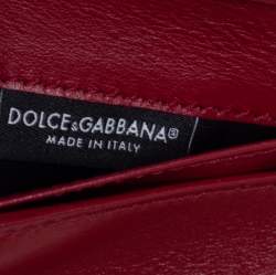 Pre Owned Dolce & Gabbana Red Lizard Embossed Leather Crystal-Embellished Wallet