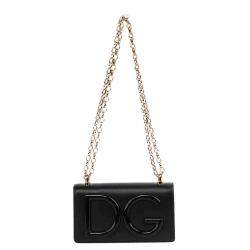 مملوكة مسبقًا Dolce & Gabbana Black Leather DG Girls Shoulder Bag