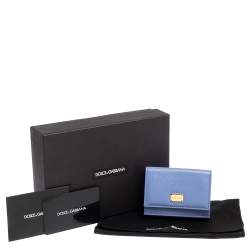 Pre Owned Dolce & Gabbana Purple Leather Dauphine Trifold Wallet 