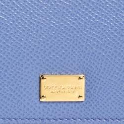 Pre Owned Dolce & Gabbana Purple Leather Dauphine Trifold Wallet 