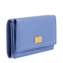 Pre Owned Dolce & Gabbana Purple Leather Dauphine Trifold Wallet 