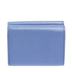 Pre Owned Dolce & Gabbana Purple Leather Dauphine Trifold Wallet 