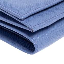 Pre Owned Dolce & Gabbana Purple Leather Dauphine Trifold Wallet 