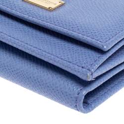 Pre Owned Dolce & Gabbana Purple Leather Dauphine Trifold Wallet 