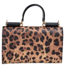 مملوكة مسبقًا Dolce & Gabbana Black/Brown Leopard Print Coated Canvas Sicily Lipstick Wallet on Chain