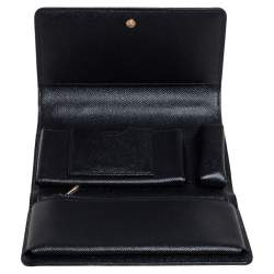 مملوكة مسبقًا Dolce & Gabbana Black/Brown Leopard Print Coated Canvas Sicily Lipstick Wallet on Chain