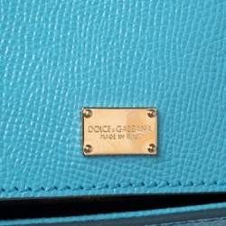 Pre Owned Dolce & Gabbana Sky Blue Dauphine Leather Regular Miss Sicily Top Handle Bag
