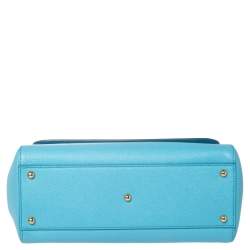 Pre Owned Dolce & Gabbana Sky Blue Dauphine Leather Regular Miss Sicily Top Handle Bag