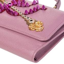 Dolce and Gabbana Pink Leather Miss Sicily Von Wallet On Chain