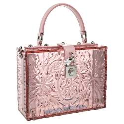 Pre Owned Dolce & Gabbana Pink Plexiglass Cinderella Top Handle Bag